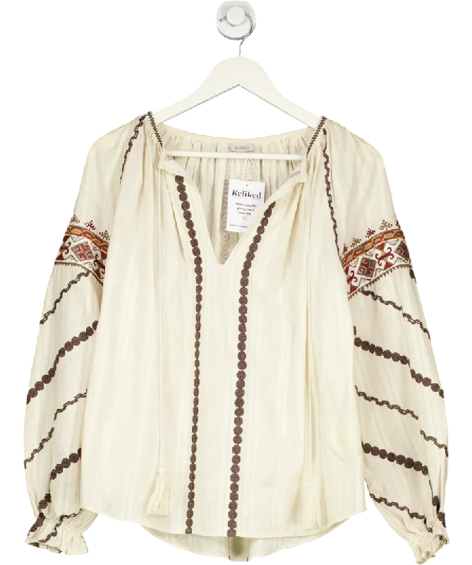 Women's Romanian Wool SweatersTalitha Cream Eloise Embroidered Blouse UK M