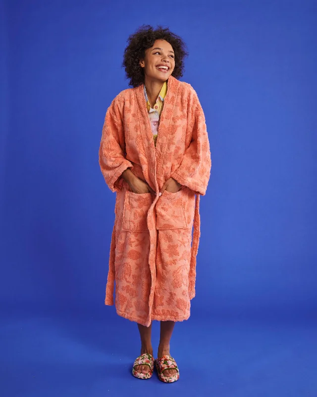 women's pajamas in a cozy, plush fabricPeach Rock Pool Terry Bath Robe