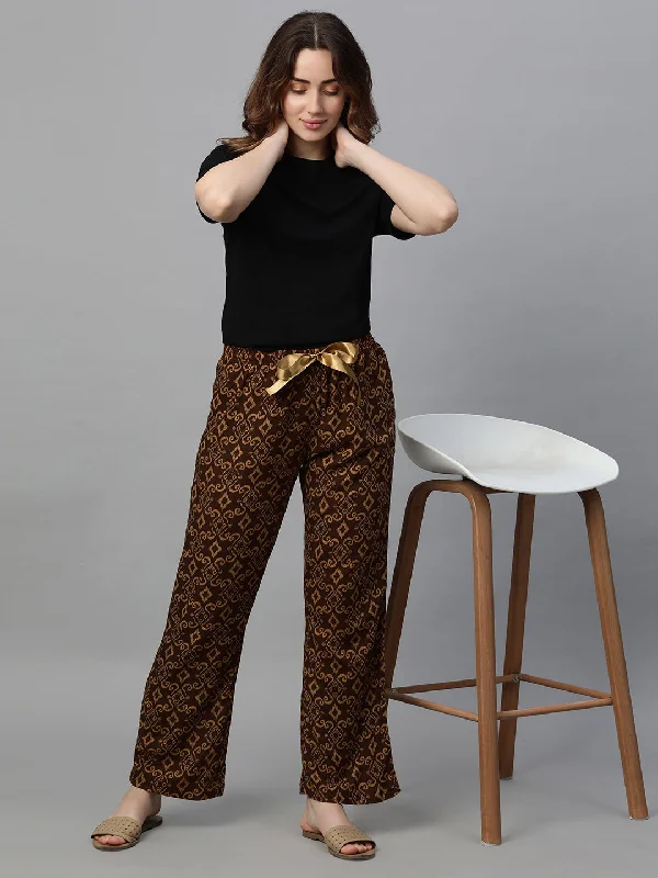 women's pajamas with a sophisticated, modern twistWomen's Brown Viscose Regular Fit Pajama