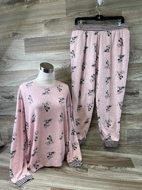 women's pajamas with a subtle shimmerPajamas 2pc By Disney Store In Black & Pink, Size: M