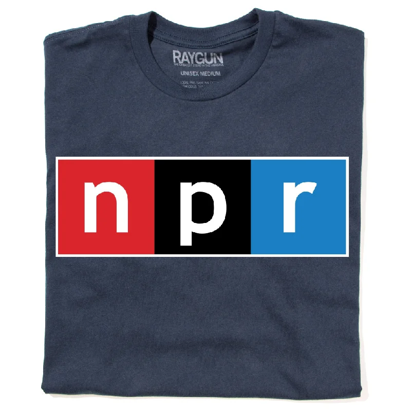 Women's Blouse with Square CollarNPR Full Color Logo Navy