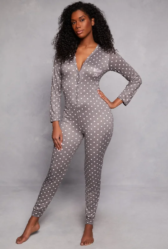 women's pajamas with a relaxed fitPillow Talk Polka Dot Pajama Onesie