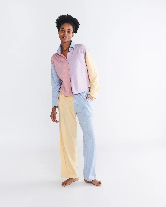 women's pajamas for lounging around the houseSweet Pea Organic Cotton Adult Long Sleeve Shirt & Pant Pyjama Set