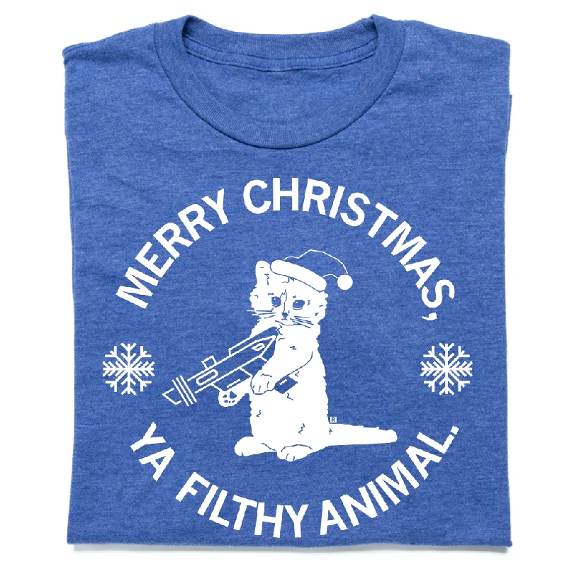 Women's Blouse with Lapel CollarMerry Christmas Ya Filthy Animal Blue