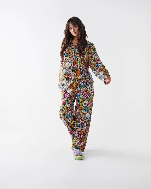 women's pajamas with a classic designBliss Floral Organic Cotton Long Sleeve Shirt & Pant Pyjama Set