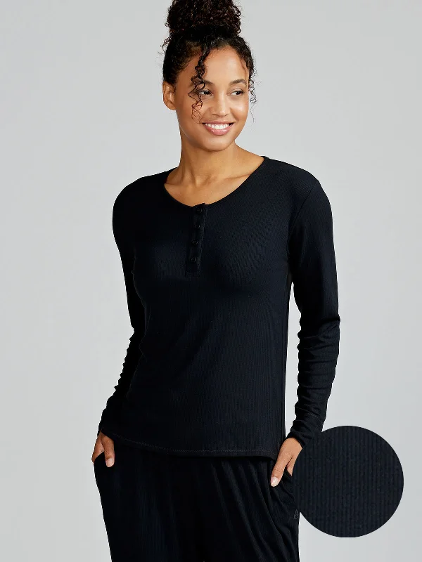 women's pajamas with a blend of comfort, style, and functionalityMicroluxe Rib Sleep Long Sleeve Henley