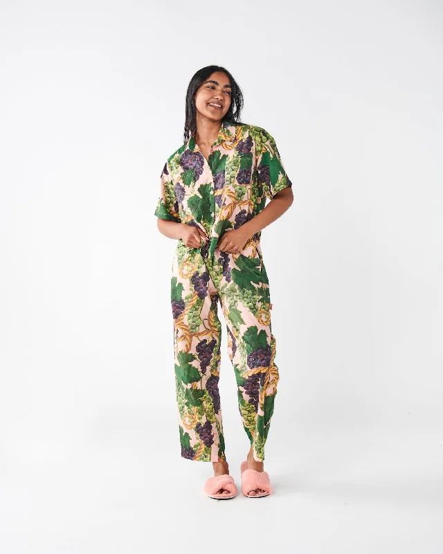 women's pajamas featuring animal printsThe Vine Organic Cotton Short Sleeve Shirt & Pant Pyjama Set