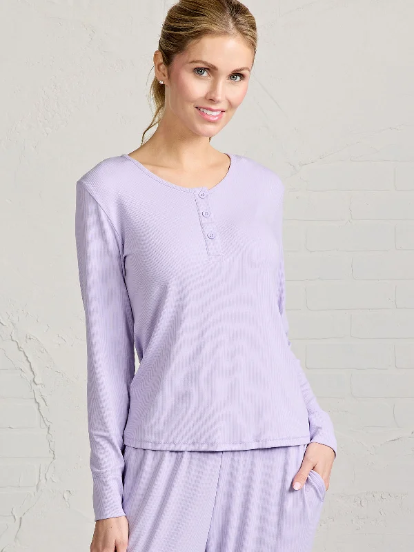 women's pajamas for those who seek ultimate relaxationMicroluxe Rib Sleep Long Sleeve Henley