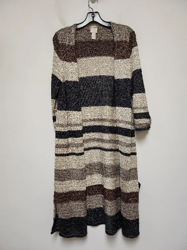 Women's Greek Wool SweatersSweater Cardigan By Chicos In Striped Pattern, Size: L