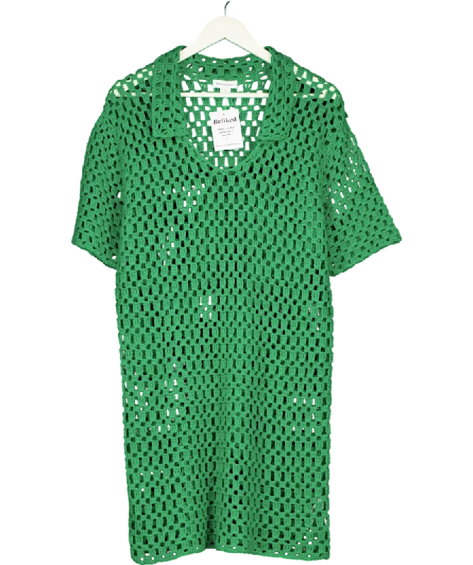 Women's Croatian Wool SweatersWarehouse Green Collared Cover Up Dress UK M