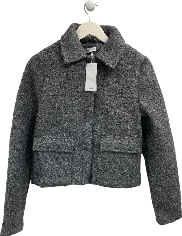 Women's Low Collar SweatersMANGO Grey Textured Short Jacket UK M