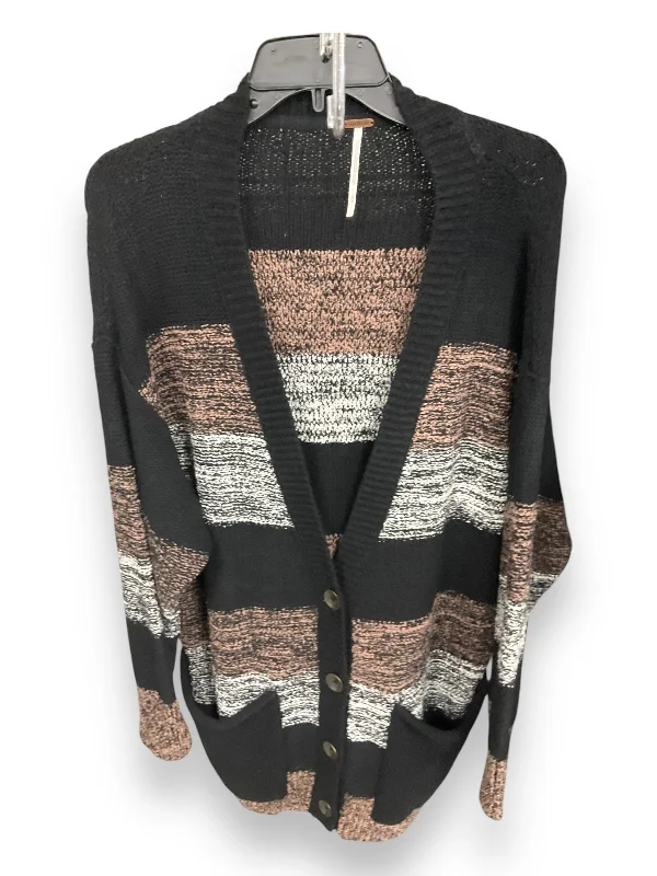 Women's U-Shaped Collar SweatersSweater Cardigan By Free People In Black & Brown, Size: M