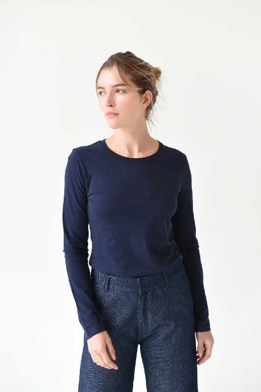 Women's Blouse for ChurchFelix Long Sleeved Tee - Navy