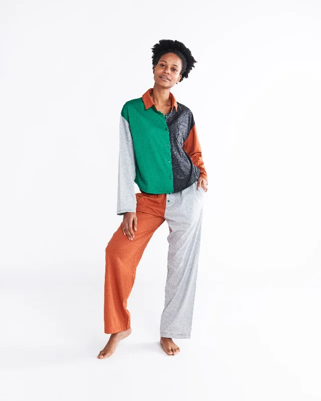 women's pajamas with a charming, vintage aestheticWoodlands Organic Cotton Adult Long Sleeve Shirt & Pant Pyjama Set