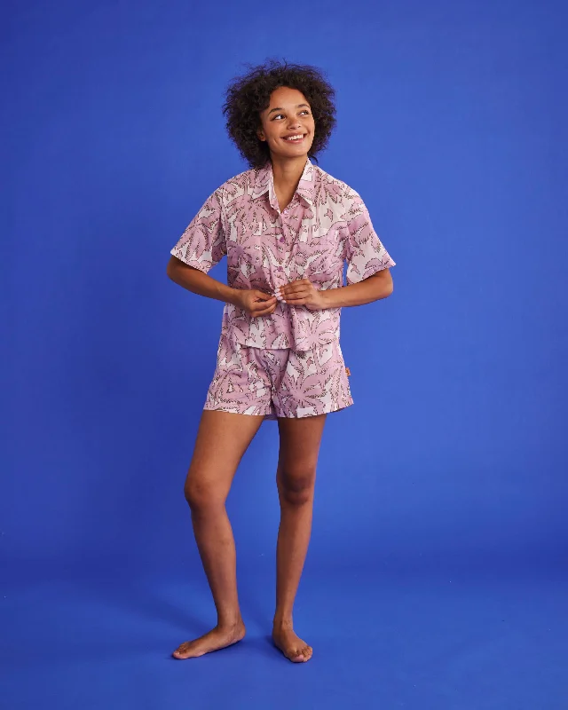 women's pajamas with a comfortable fitBalmy Palmy Organic Cotton Short Sleeve Shirt & Short Pyjama Set