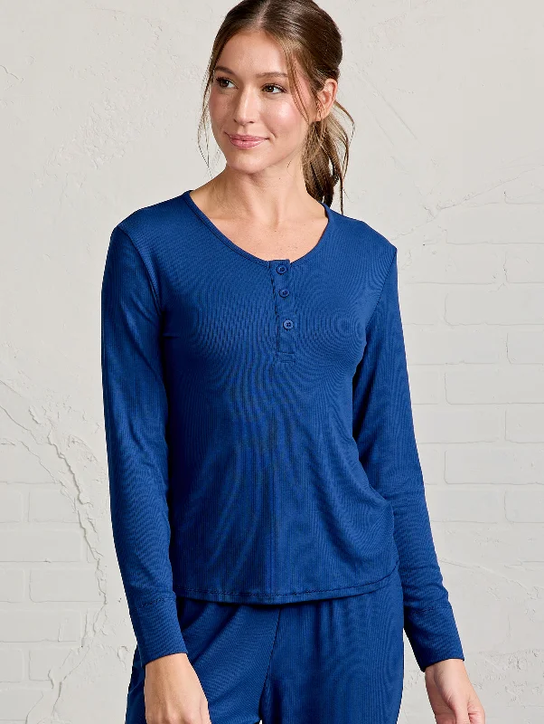 women's pajamas for those who seek cozy, all-night comfortMicroluxe Rib Sleep Long Sleeve Henley