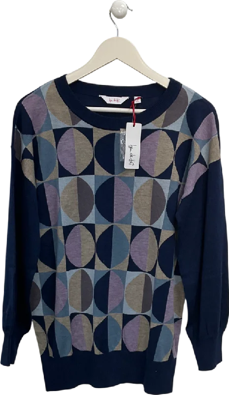 Women's Cotton Blend SweatersBen De Lisi Blue Patterned Jumper UK M