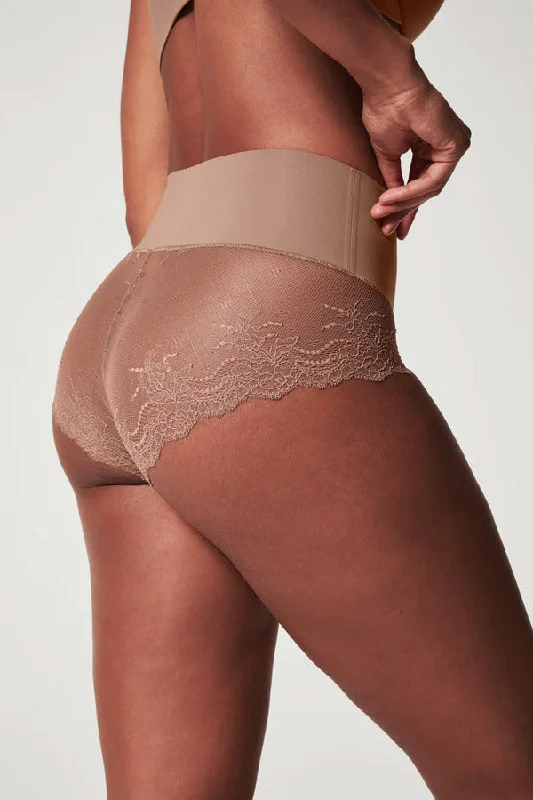 high-waisted shapewear shorts with lace trimUndietectable Lace Hi-Hipster