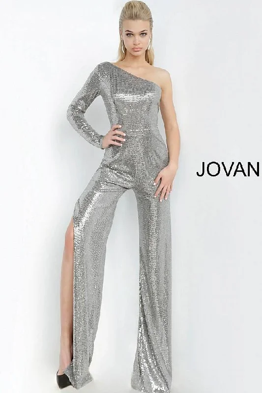 Women's Jumpsuits with Low WaistJovani 1722 Metallic Formal Jumpsuit