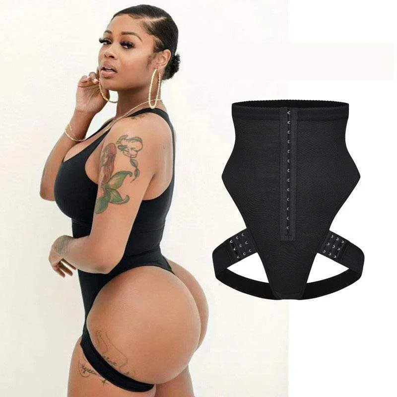 high-slit skirt shaper with invisible legsFront Hooks Waist Trainer Butt Lifter Shaper