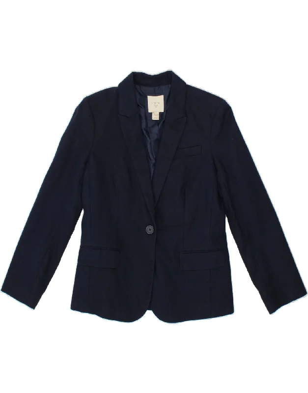 Women's Coats with Fur Trimmed ButtonsJ. CREW Womens 1 Button Blazer Jacket US 4 Small Navy Blue Cotton