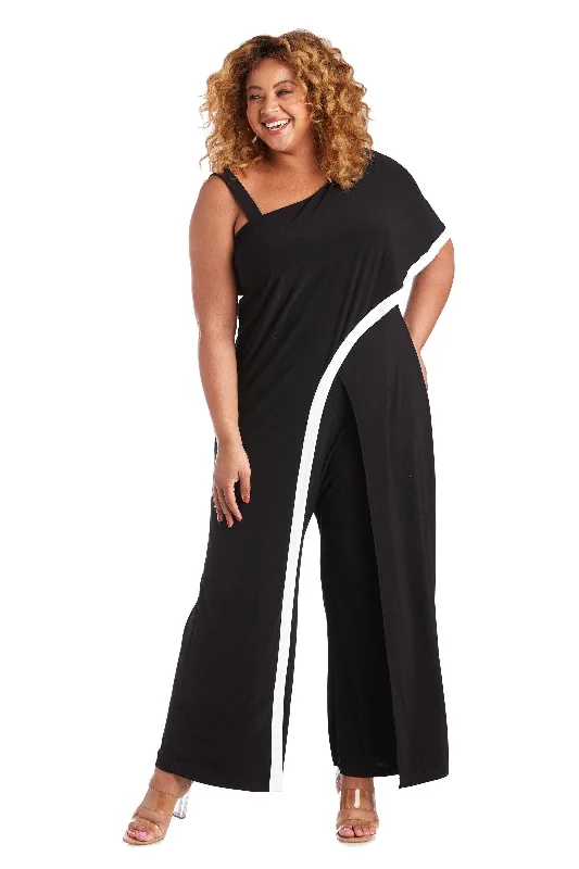 Women's RompersR&M Richards 7438W Plus Size One Shoulder Jumpsuit Sale