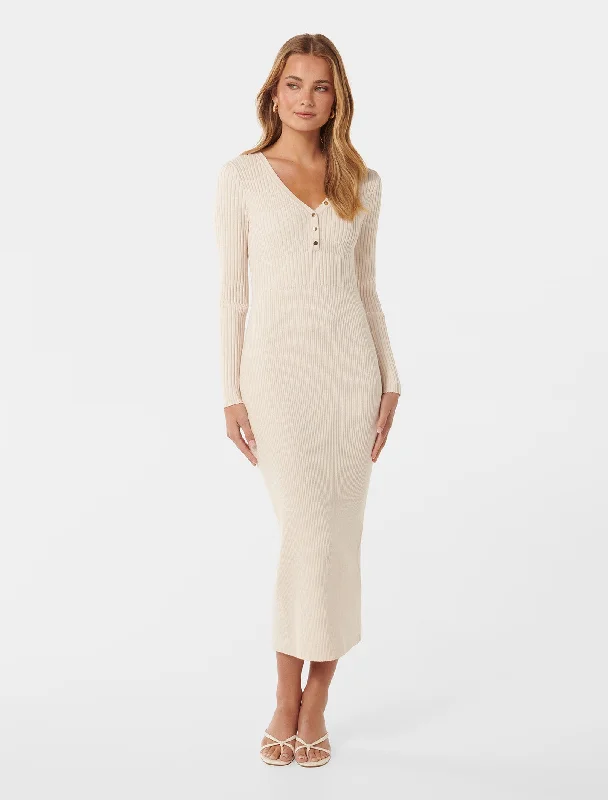 Women's Cut-Out DressesTeagan Ribbed Knit Midi Dress