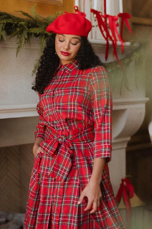 Women's Blouse with Straight HemAngela Blouse in Holiday Plaid - FINAL SALE