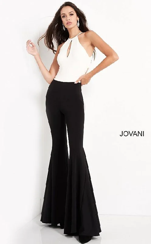 Women's Jumpsuits with Ankle LengthJovani 4520 Formal Halter Keyhole Evening Jumpsuit