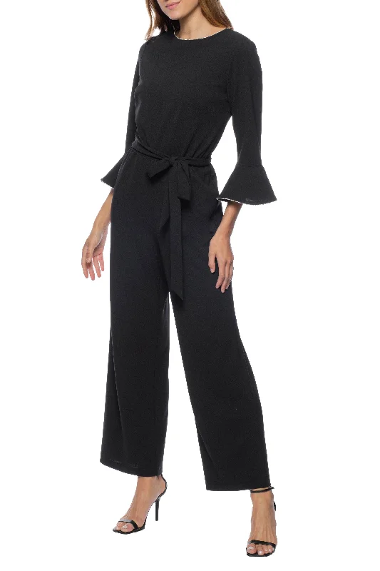 Women's Jumpsuits with Shirt CollarMarina  Embellished Boat Neck Crepe Jumpsuit