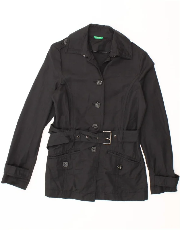 Women's Wool CoatsBENETTON Womens Military Jacket UK 12 Medium Black