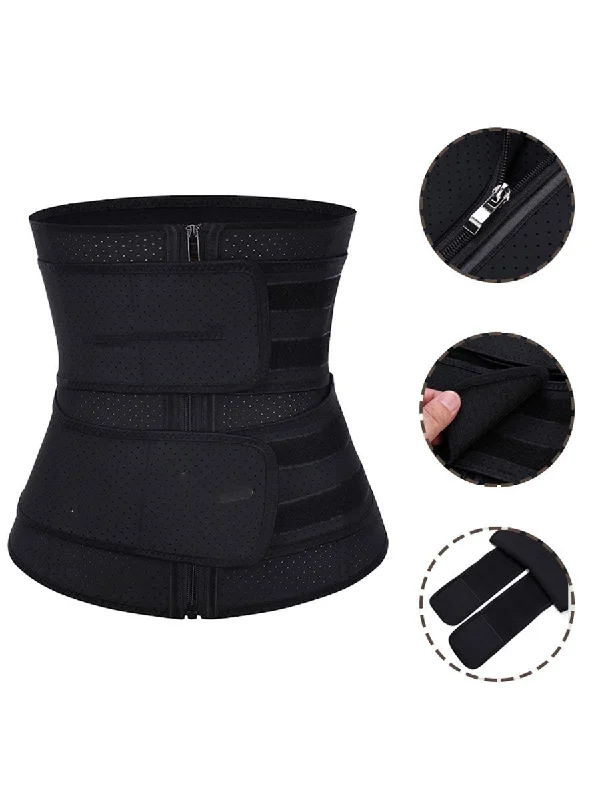 open-bust waist trainer with lace overlay for elegance7 Steel Boned 2 Belts Waist Cincher Large Latex