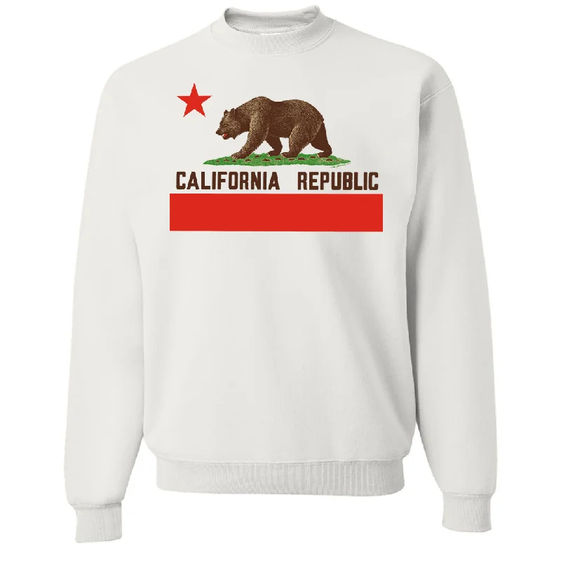 Women's Hooded Sweatshirts with Mediumweight FabricDon Pimentel California Republic Bear Flag Brown Text Crewneck Sweatshirt