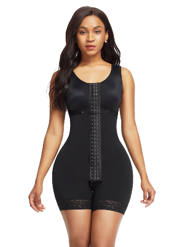 plus-size body suit for smoothingFront Hooks Full Bodysuit Lace Trim Haute Couture Butt Lifter