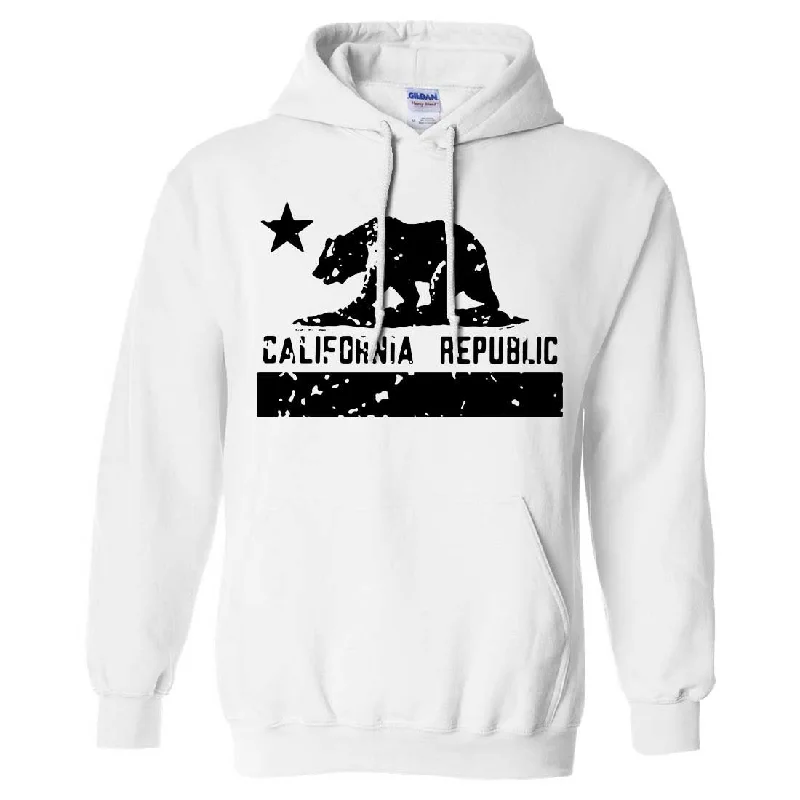 Women's Hooded Sweatshirts with Tweed LiningCalifornia Flag Black Print Silhouette Sweatshirt Hoodie