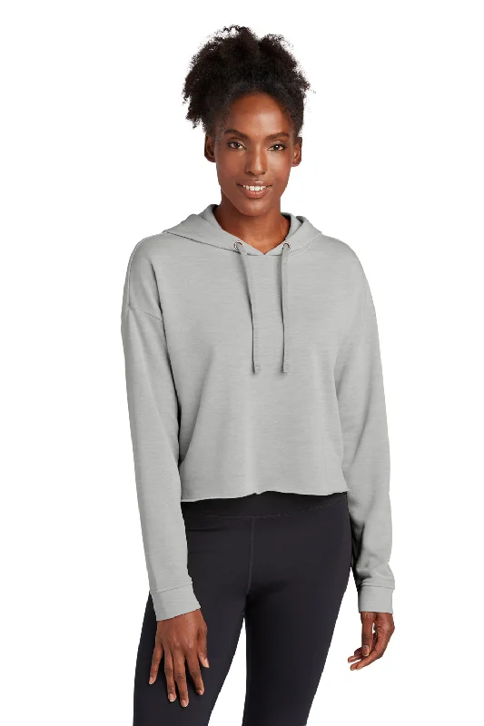 Women's Hooded Sweatshirts with Chenille LiningSport-Tek Womens Moisture Wicking Fleece Crop Hooded Sweatshirt Hoodie - Heather Light Grey - Closeout