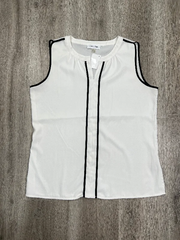 Women's Blouse with PocketsBlack & White Blouse Sleeveless Calvin Klein, Size S