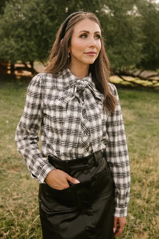 Women's Blouse with Notched CollarGenevieve Blouse in Plaid - FINAL SALE