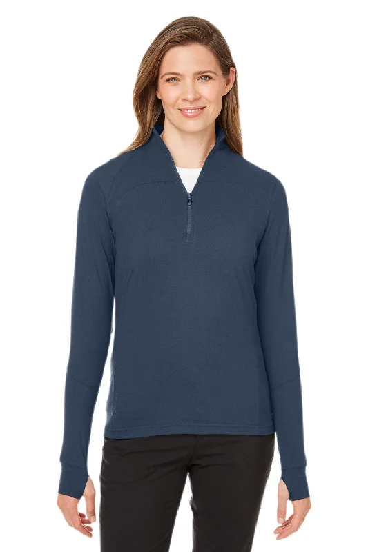 Women's Hooded Sweatshirts with Tweed LiningSpyder Womens Spyre UPF 40+ 1/4 Zip Sweatshirt - Frontier Blue Frost