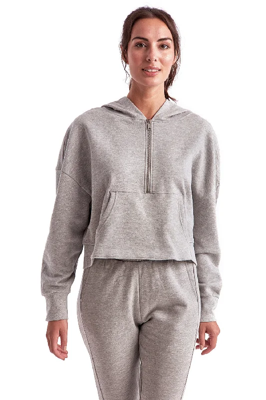 Women's Hooded Sweatshirts with Loose WaistTriDri Womens Alice 1/4 Zip Hooded Sweatshirt Hoodie w/ Pouch Pocket - Heather Grey