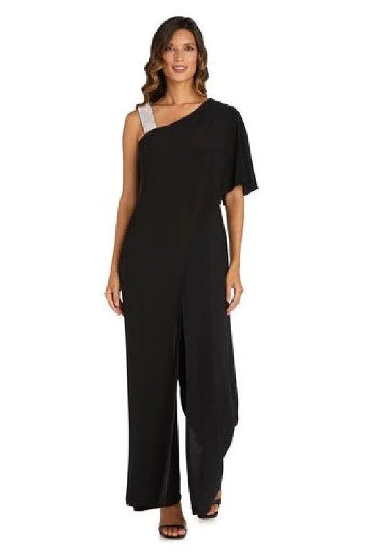 Women's Jumpsuits with Notched CollarR&M Richards 3420 Asymmetric Jumpsuit With Overlay Sale