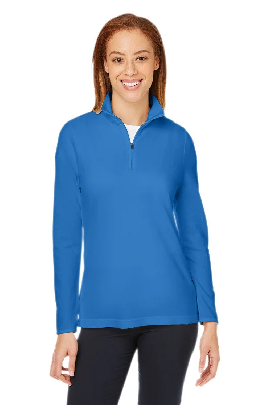 Women's Hooded Sweatshirts with Linen LiningDevon & Jones Womens New Classics Performance Moisture Wicking 1/4 Zip Sweatshirt - French Blue