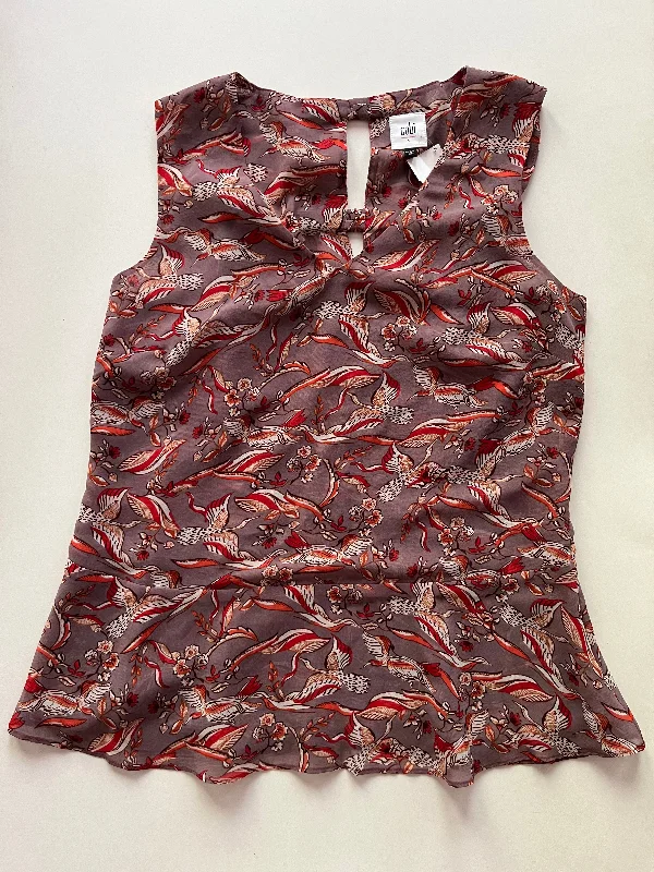 Women's Blouse with Shirt CollarBlouse Sleeveless By Cabi In Floral, Size: S