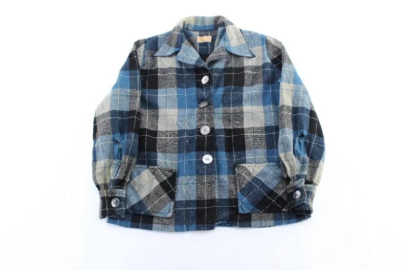 Women's Coats with Fur LiningWomen's 50's Pendleton Woolen Mills Blue & Black Plaid Coat