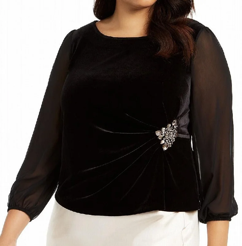 Women's Blouse with SleevelessAlex Evenings AE8491823 Long Sleeve Blouse