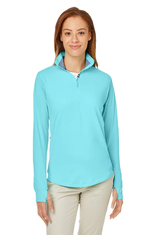 Women's Hooded Sweatshirts with Jacquard LiningNautica Womens Saltwater UPF 40+ 1/4 Zip Sweatshirt - Sea Mist Blue