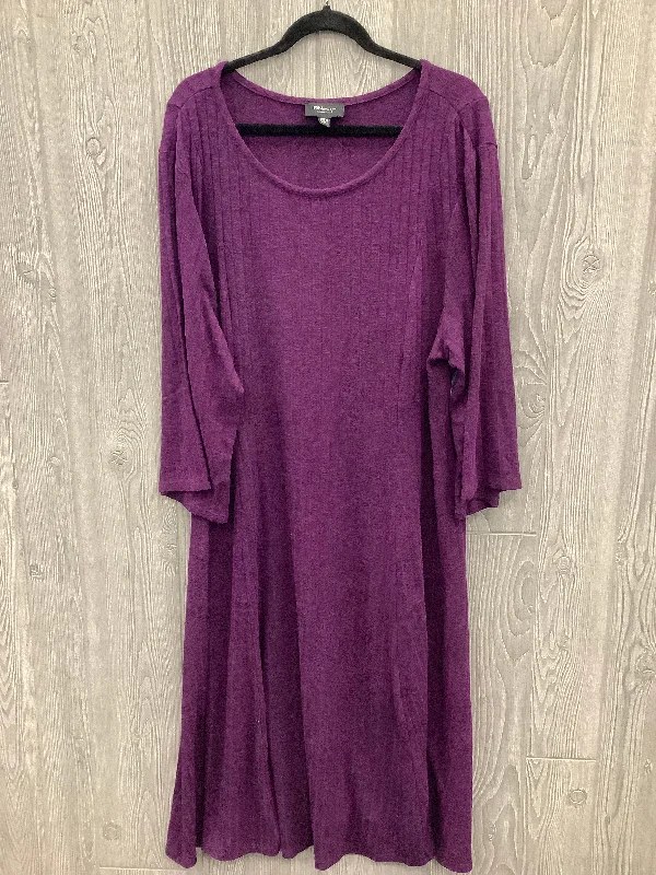 Women's High-Neck DressesDress Casual Midi By Ronnie Nicole In Purple, Size: 3x