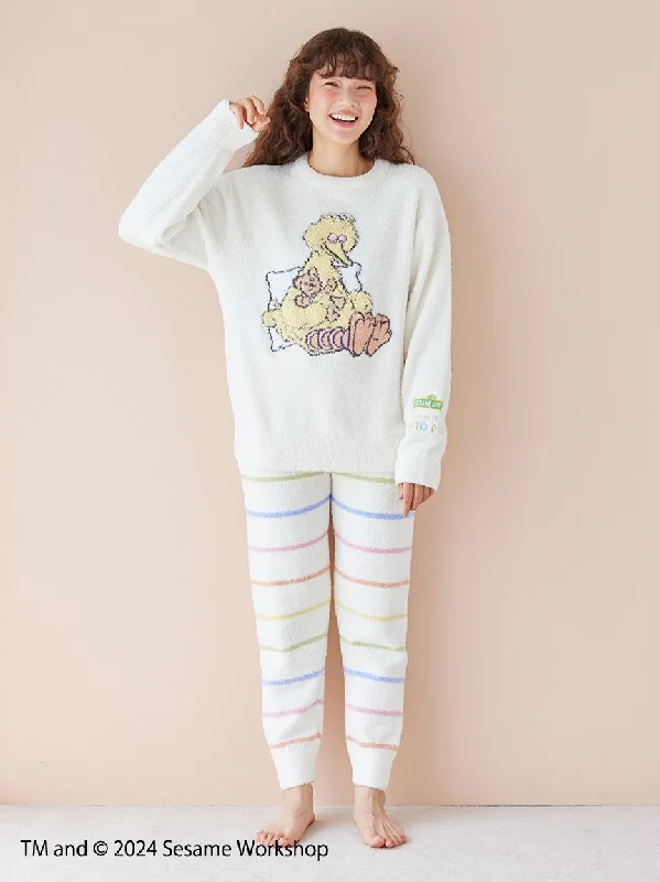 Women's Hooded Sweatshirts with Damask Lining【SESAME STREET】Motif Jacquard Pullover & Long Pants Set