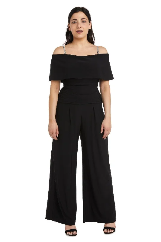 Women's Jumpsuits with Shirt CollarR&M Richards 5982P Petite Off Shoulder Jumpsuit Sale