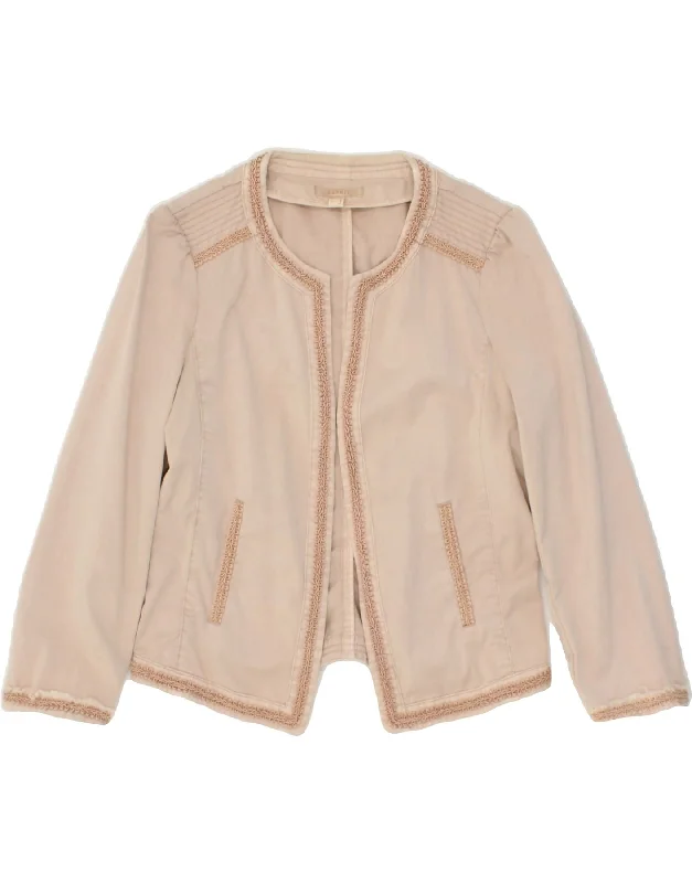 Women's Bomber CoatsESPRIT Womens Blazer Jacket UK 12 Medium  Beige Cotton